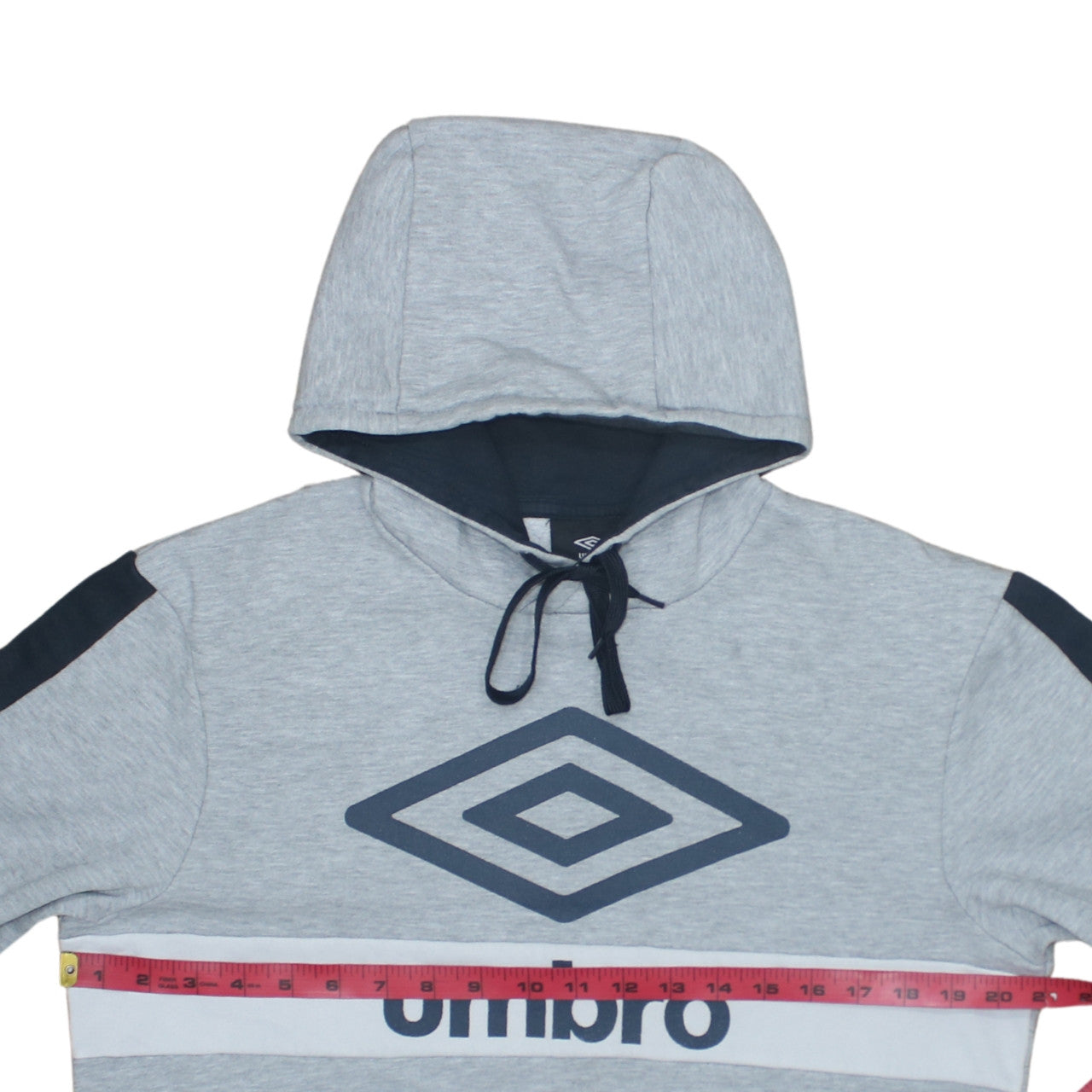 Umbro Mens Grey Pullover Hoodie L Sports Logo Hooded Sweatshirt