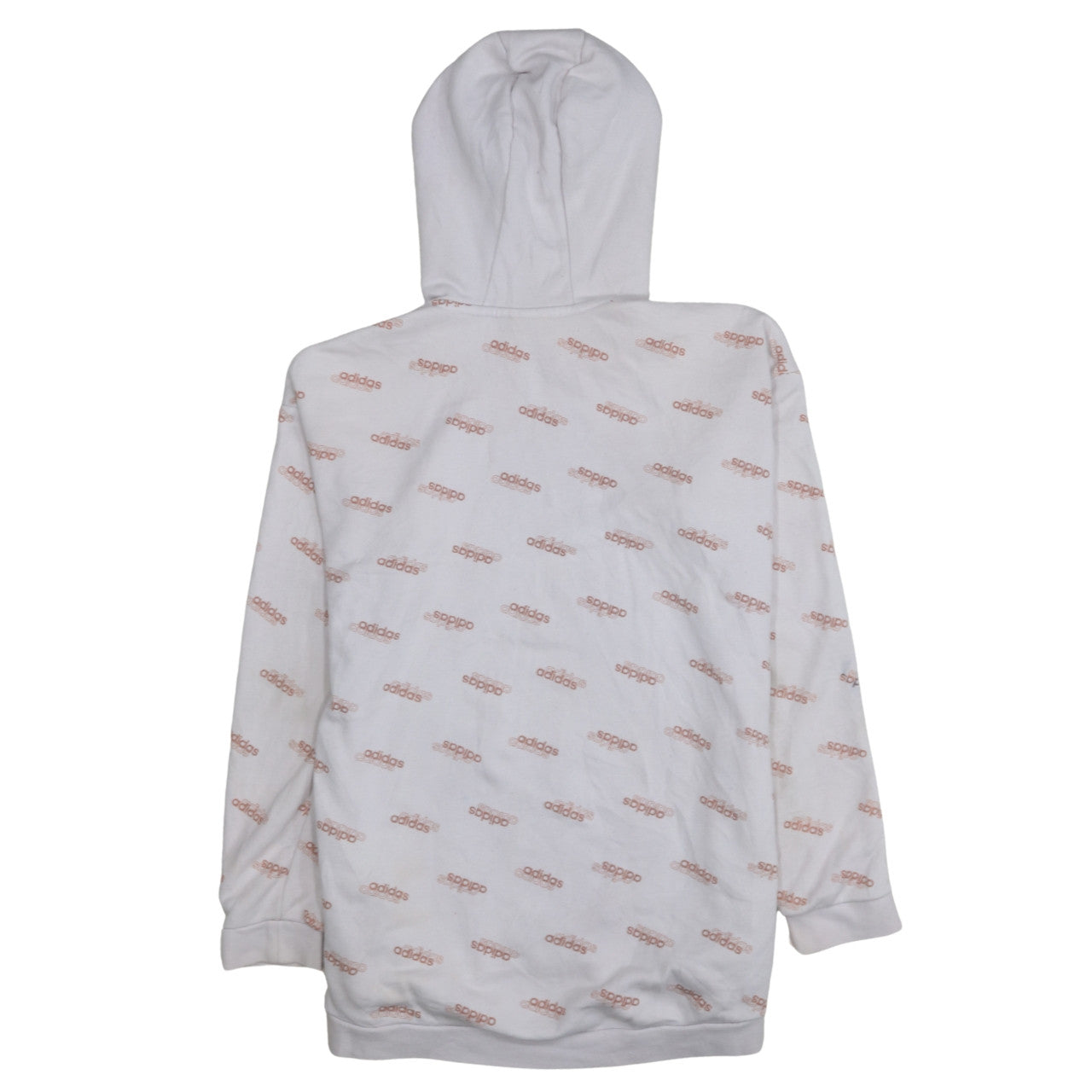 Adidas Womens White Pink Logo Print Pullover Hoodie Size S 8-10
