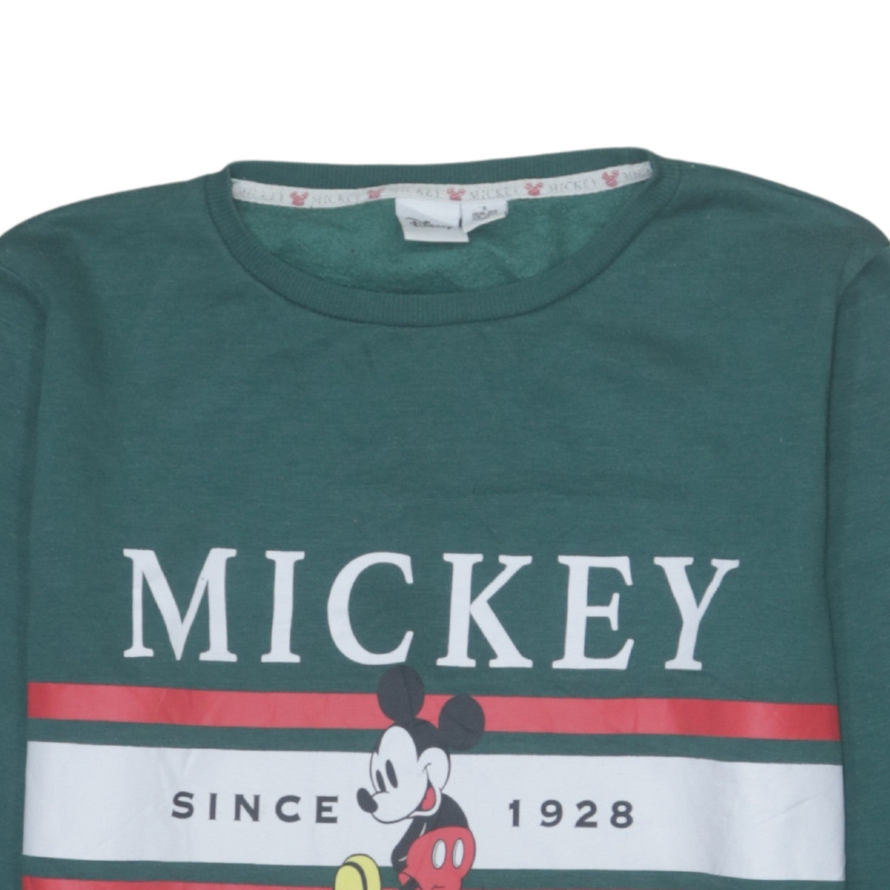 Disney Women Green Mickey Mouse Sweatshirt Size S Crew Neck