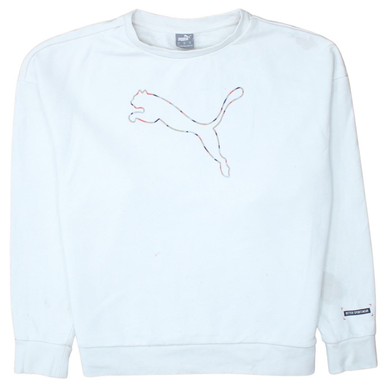 Puma Womens White Medium Crew Neck Pullover Sweatshirt
