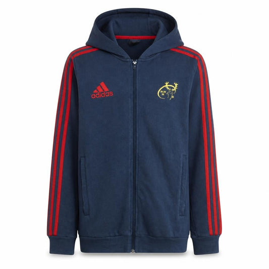 Adidas Boys Blue Full Zip Hoodie S Rugby Logo Fleece Sweatshirt