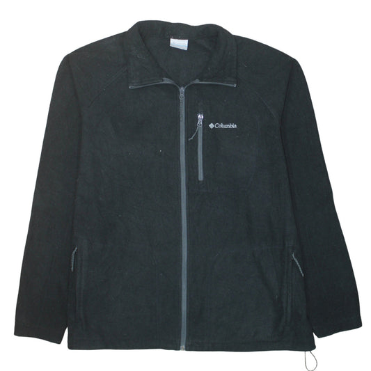 Columbia Men Black Fleece Full Zip Basic Jacket Size L Regular Fit