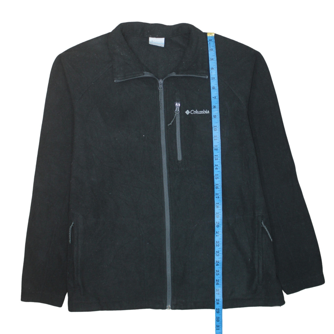 Columbia Men Black Fleece Full Zip Basic Jacket Size L Regular Fit