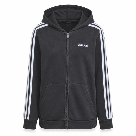 Adidas Womens Black Full Zip Hoodie Size M 12-14 Hooded Sweatshirt