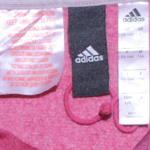 Adidas Boys Purple Fleece Pullover Hoodie 13-14 Years Hooded Sweatshirt