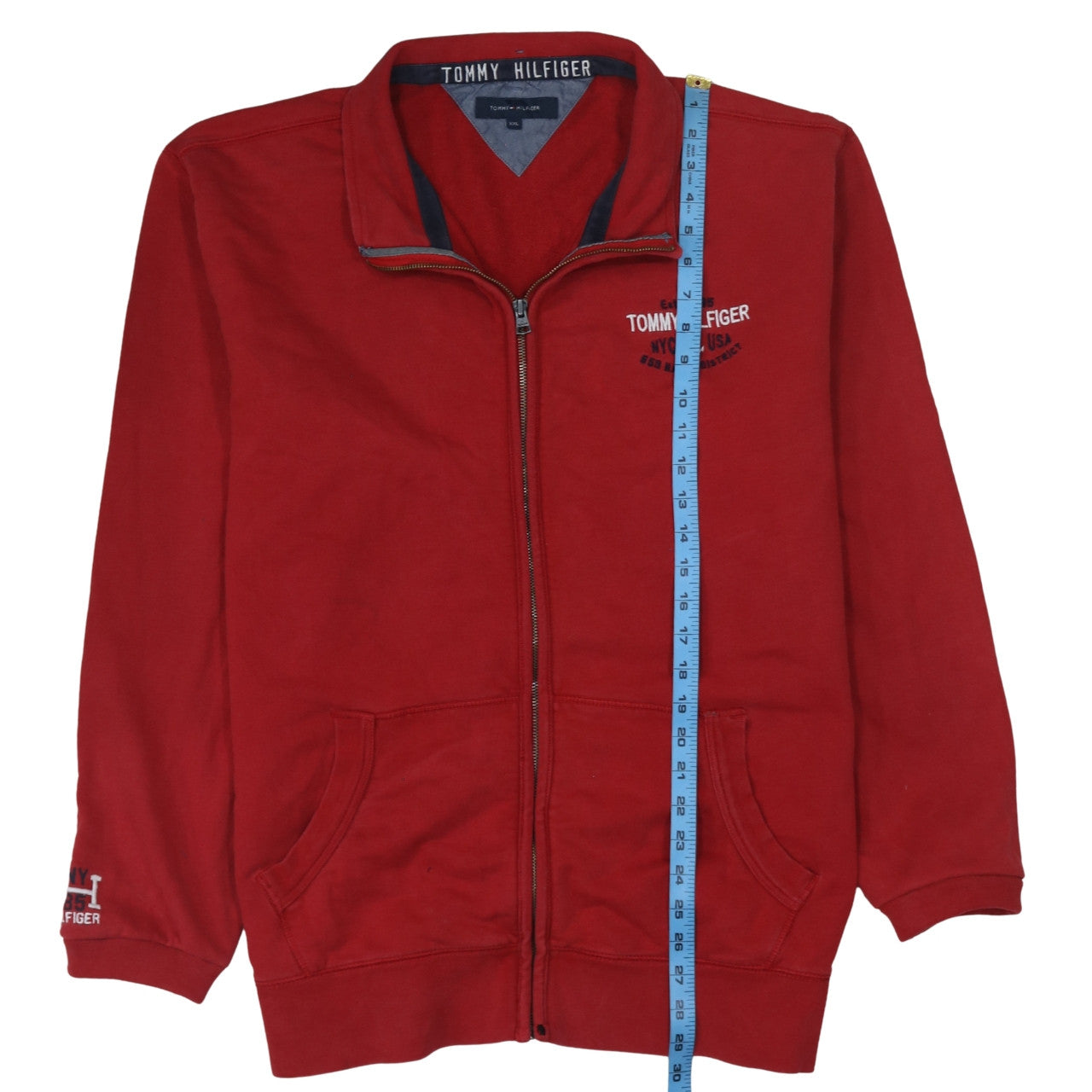 Tommy Hilfiger Mens Red 2XL Track Jacket Full Zip Cotton Stand Collar