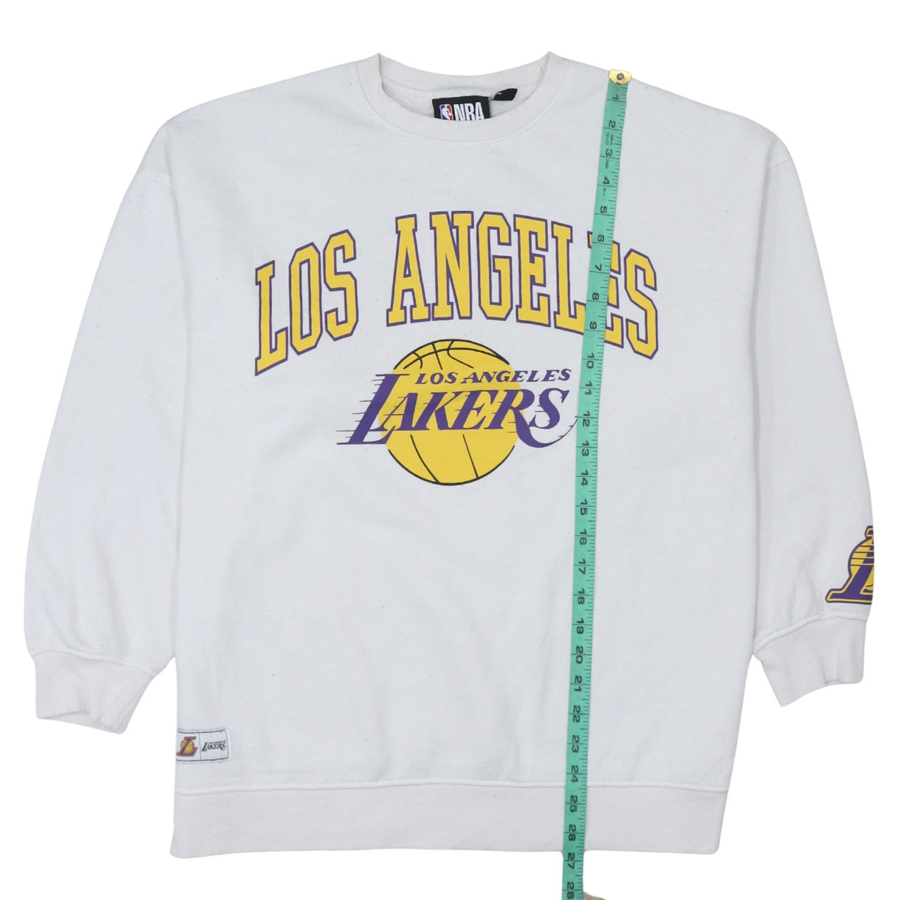 NBA Los Angeles Lakers White Crew Neck Sweatshirt Women L Graphic Print