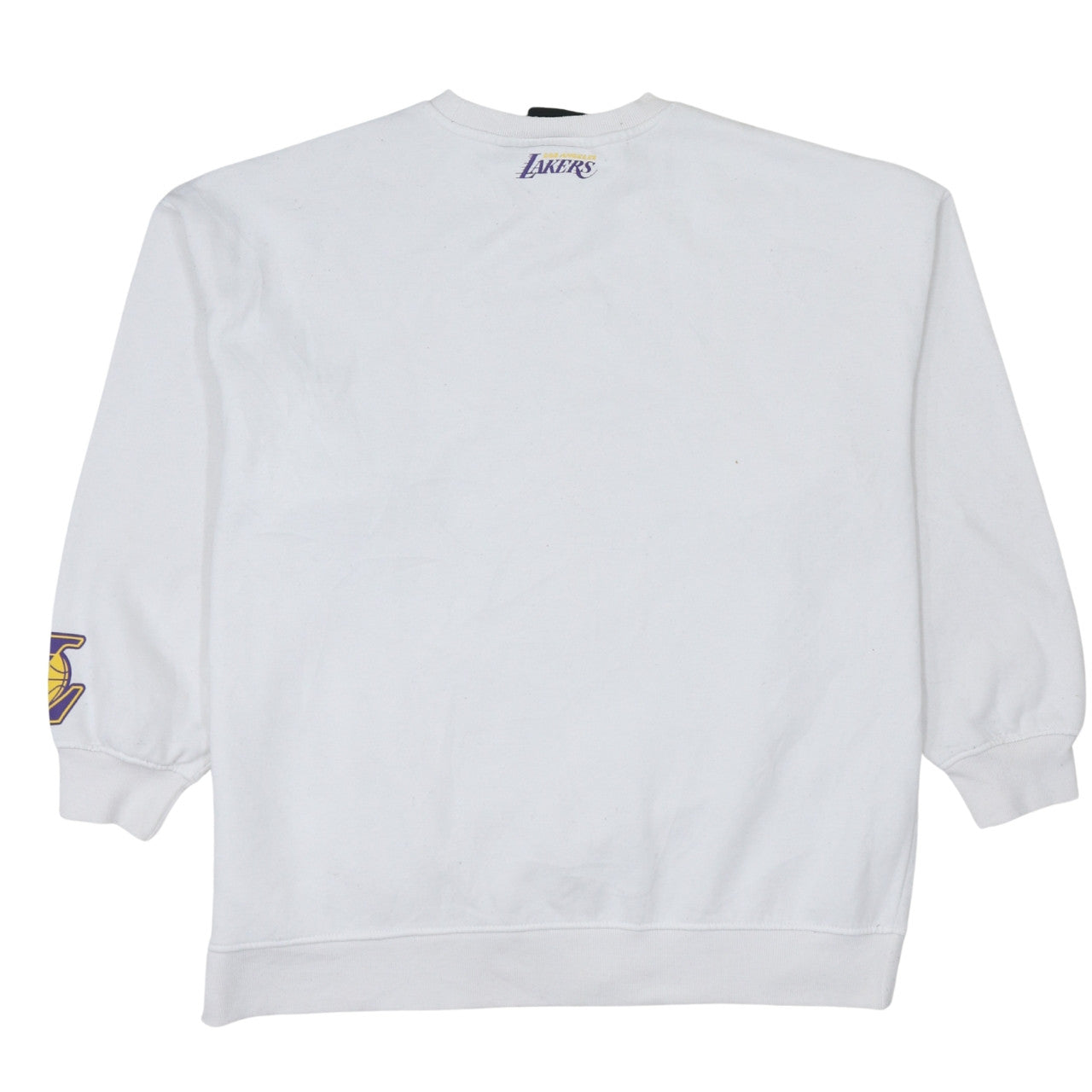 NBA Los Angeles Lakers White Crew Neck Sweatshirt Women L Graphic Print