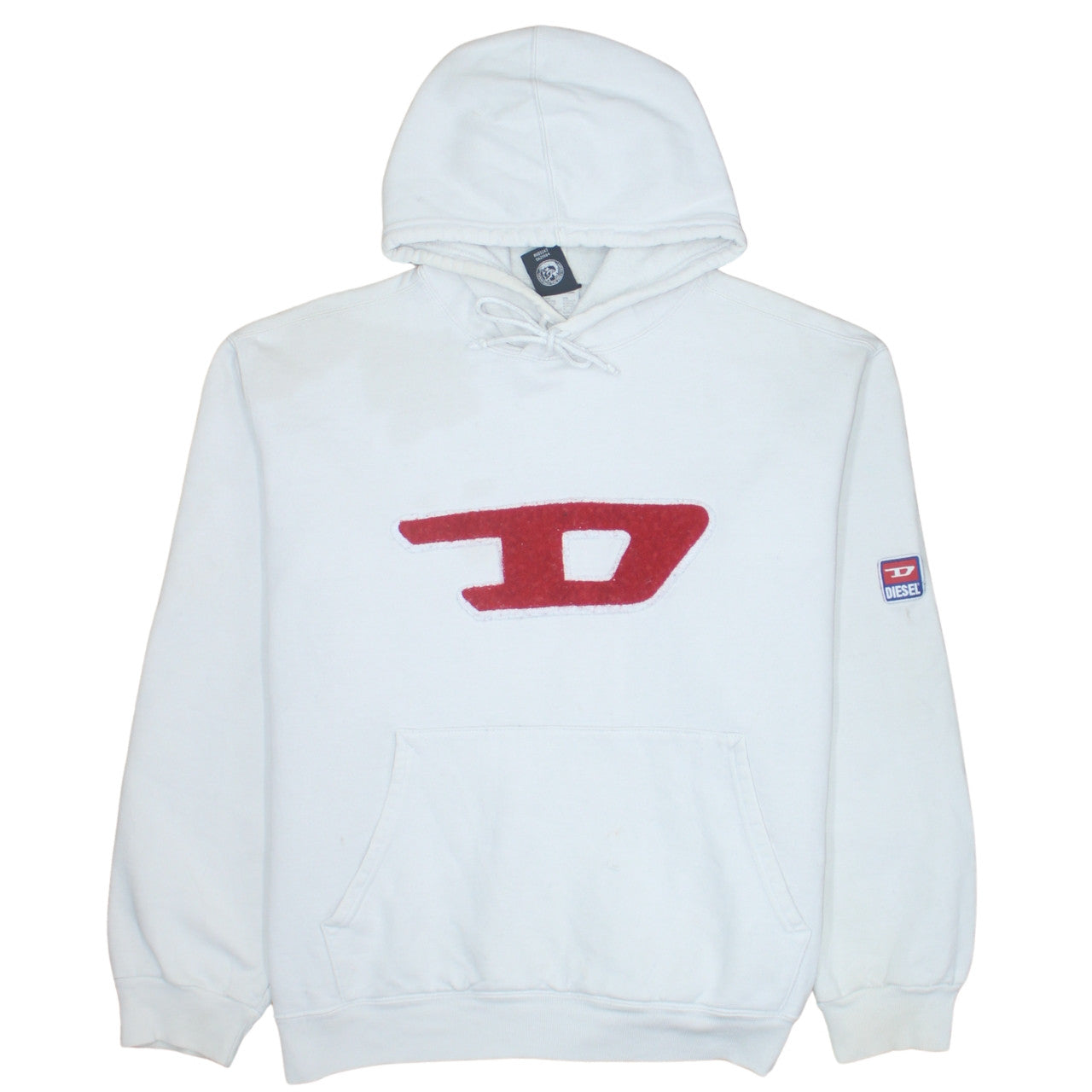 Diesel Womens White Pullover Hoodie XXL Cotton Blend Logo Design