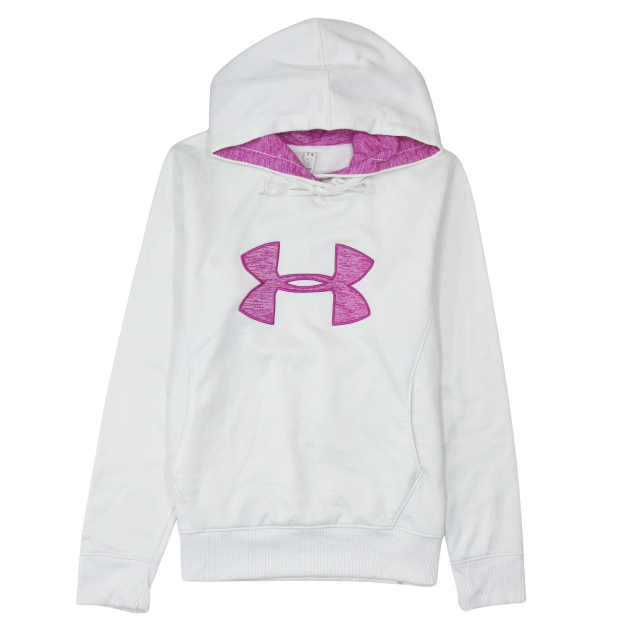 Under Armour Women's White Hoodie Large Pullover Fleece Logo Sweatshirt