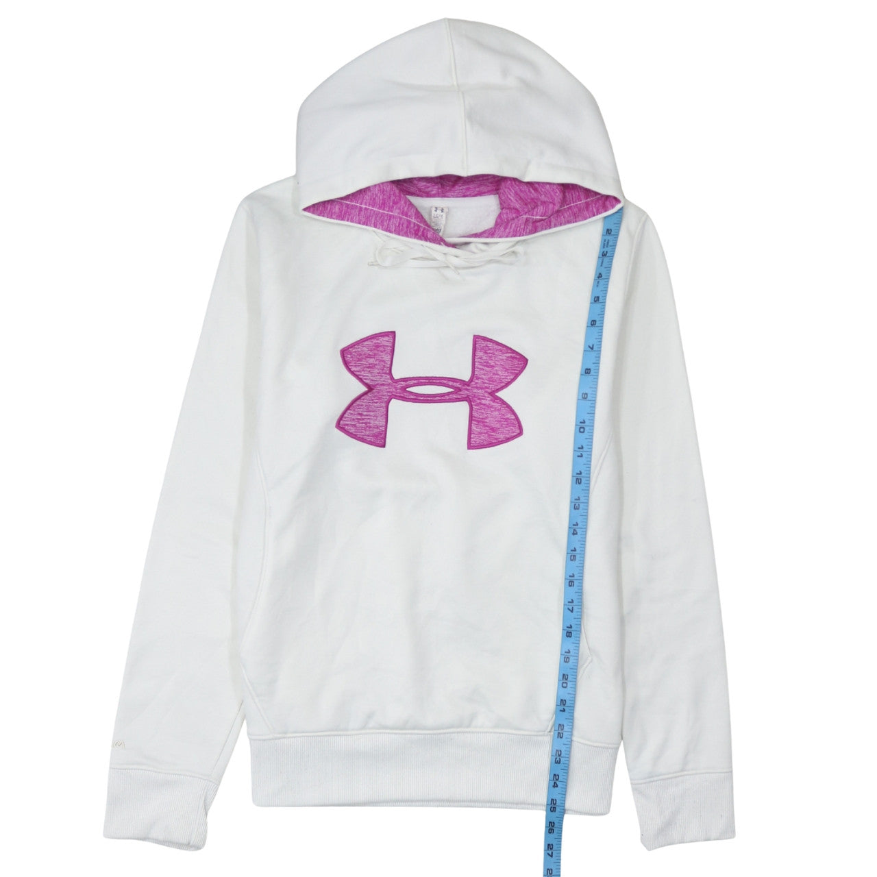 Under Armour Women's White Hoodie Large Pullover Fleece Logo Sweatshirt