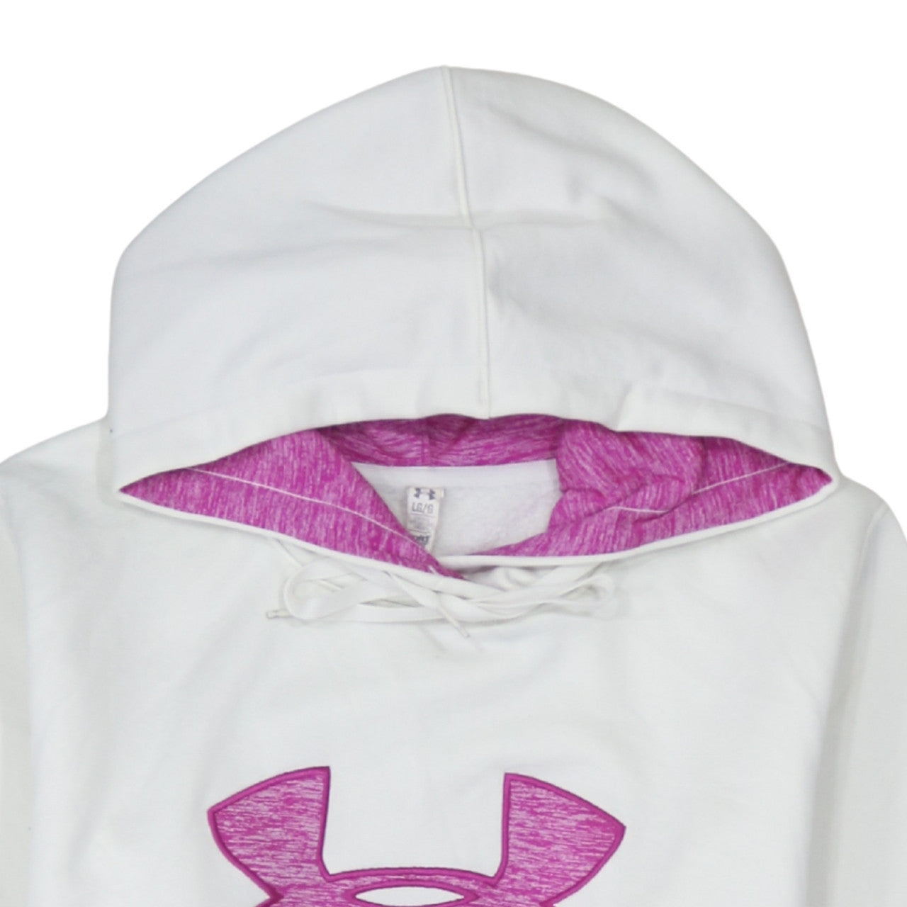 Under Armour Women's White Hoodie Large Pullover Fleece Logo Sweatshirt