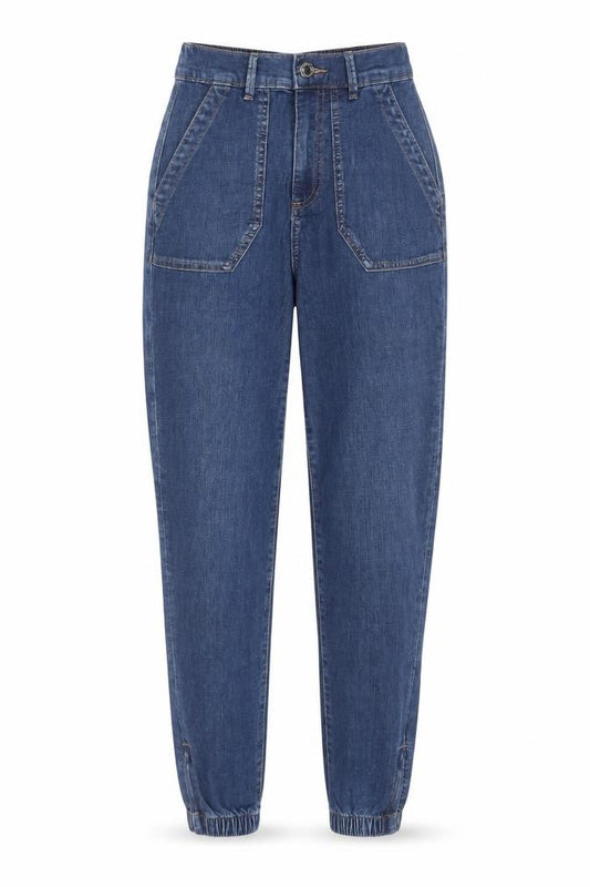 Marks & Spencer Women's Blue Tapered Denim Jeans Size 6 Regular