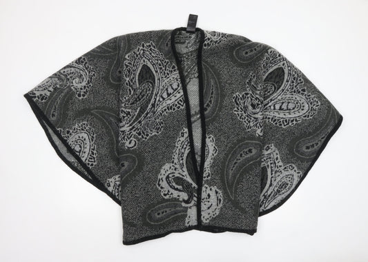Oasis Women Grey Paisley Knit Cape One Size Acrylic Jumper