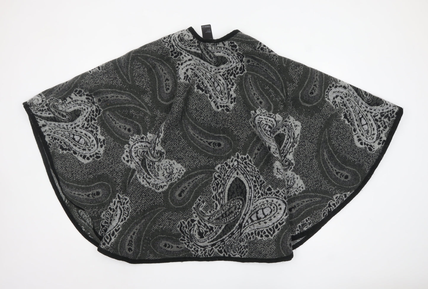 Oasis Women Grey Paisley Knit Cape One Size Acrylic Jumper