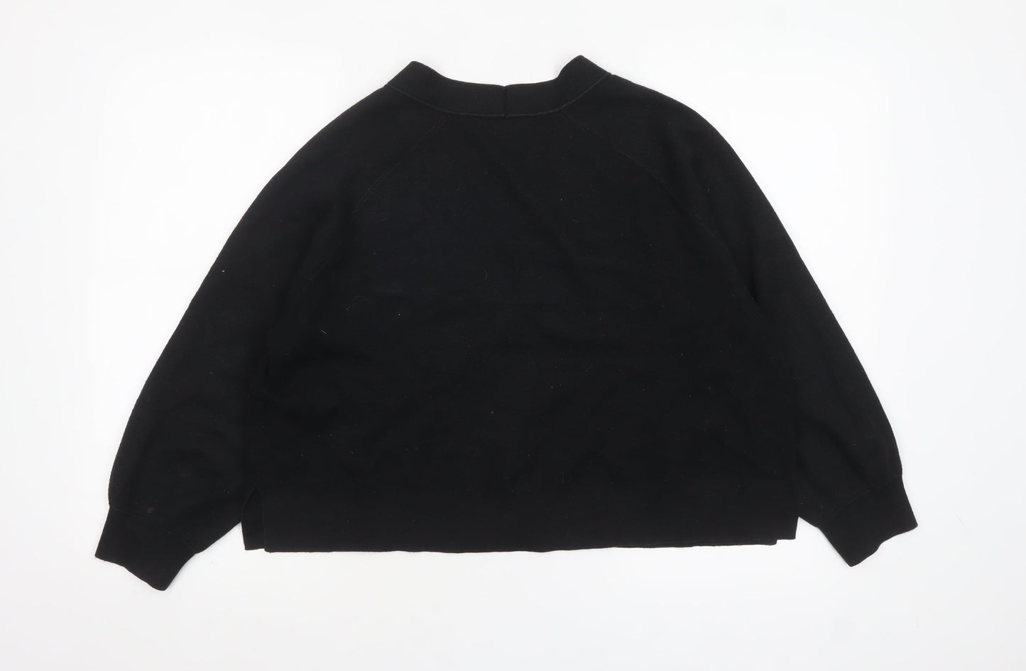 Whistles Women's Black M V-Neck Relaxed Fit Cotton Cardigan