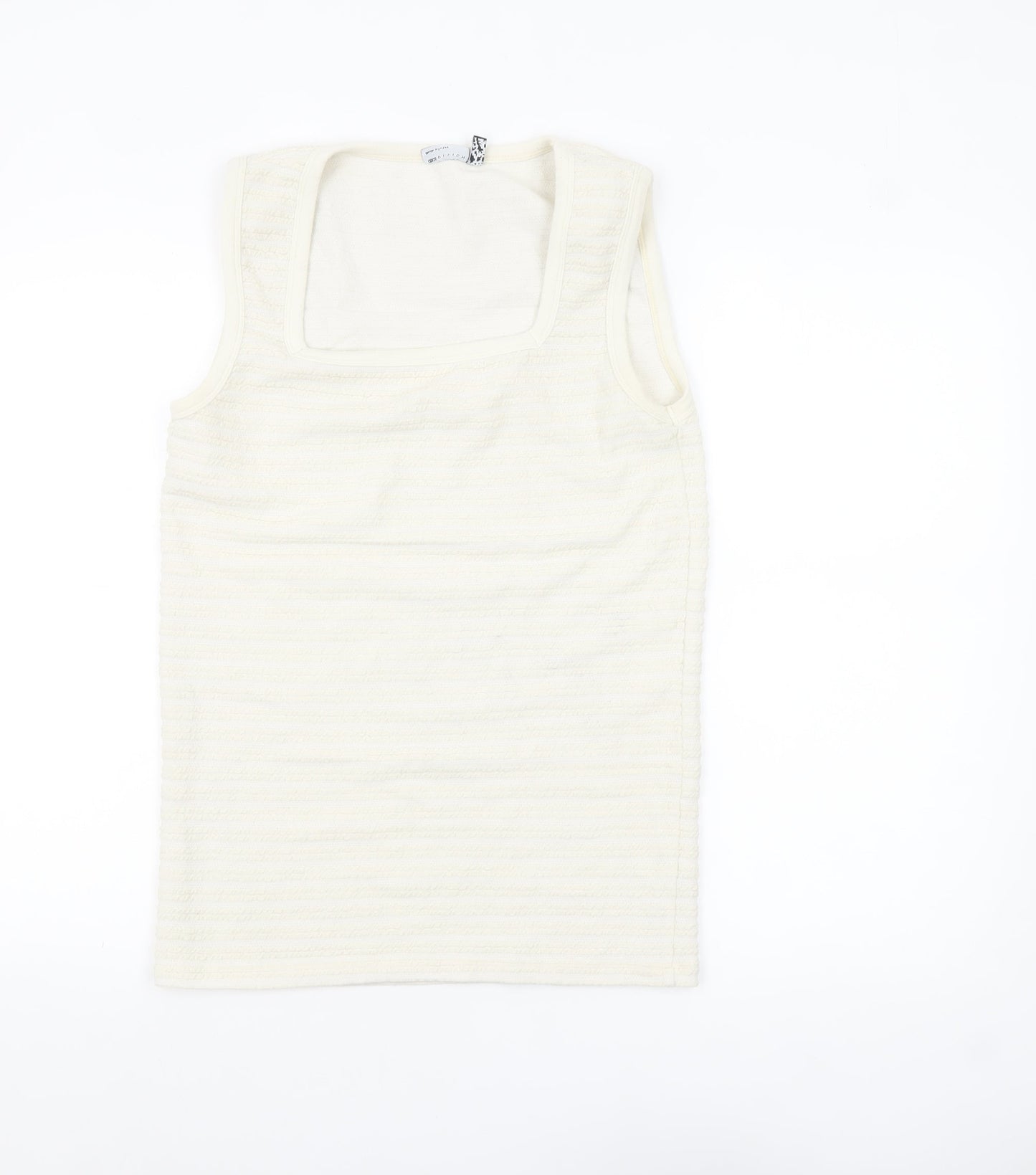 ASOS DESIGN Women's Ivory Ribbed Tank Top M Knit Cotton Blend