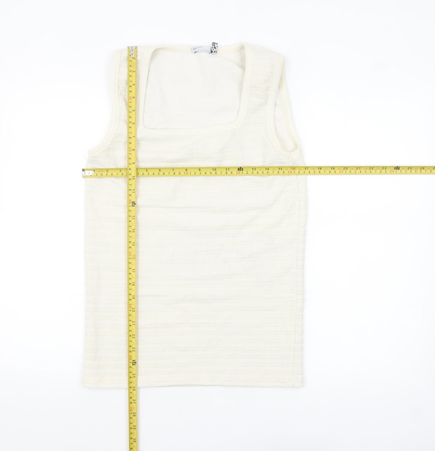 ASOS DESIGN Women's Ivory Ribbed Tank Top M Knit Cotton Blend