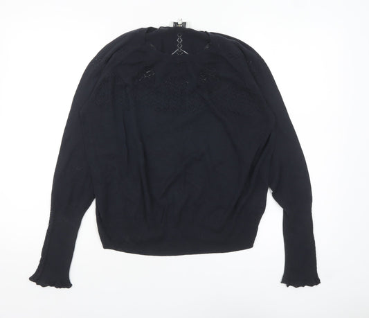 Noa Noa Women's Black Cotton Knit Long Sleeve Pullover Jumper L