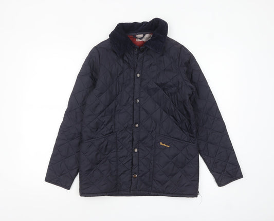 Barbour Boys Blue Quilted Jacket Lined Mid-Length 10-11 Years