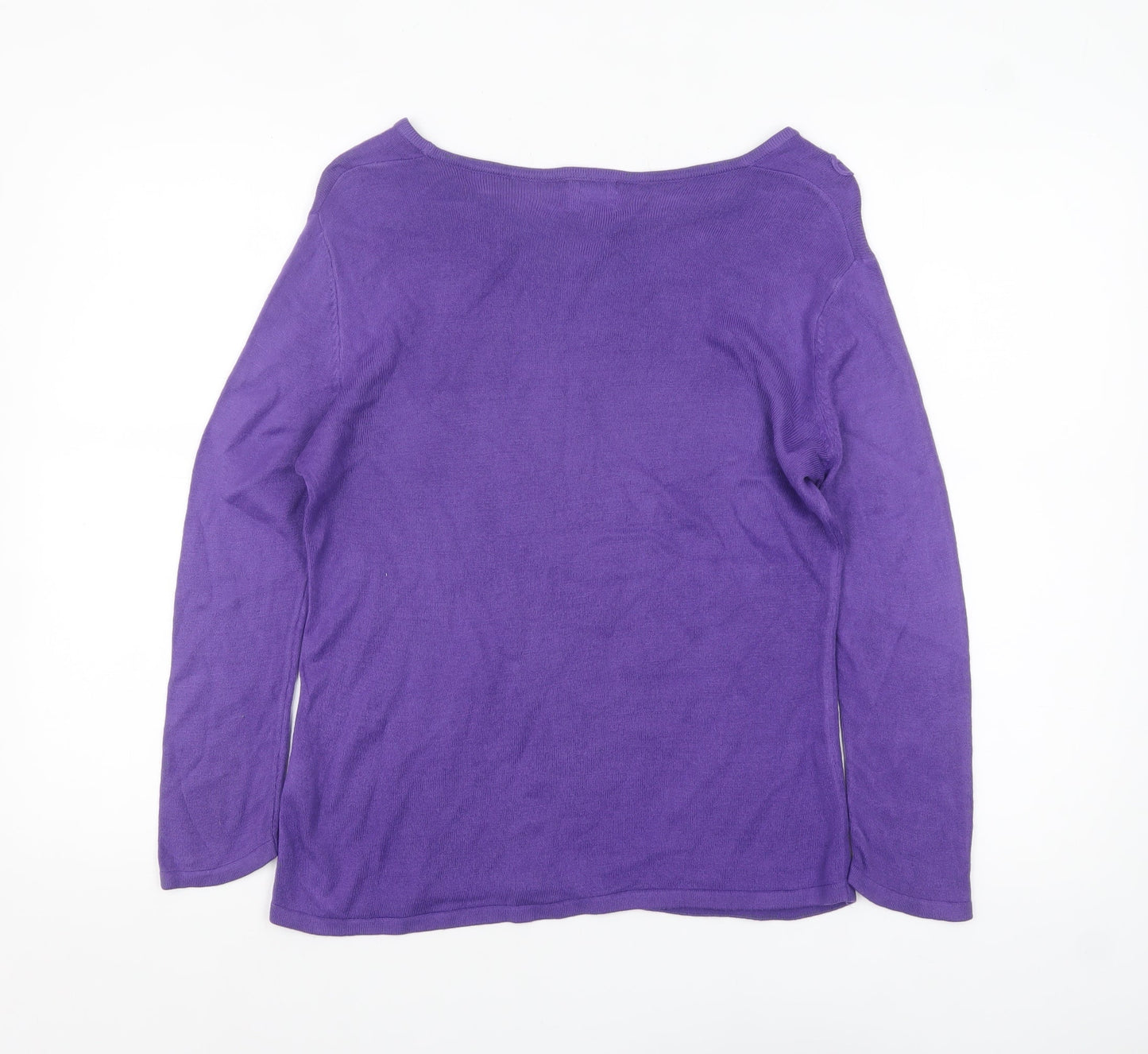 Eastex Women's Purple Beaded Boat Neck Acrylic Jumper Size 12