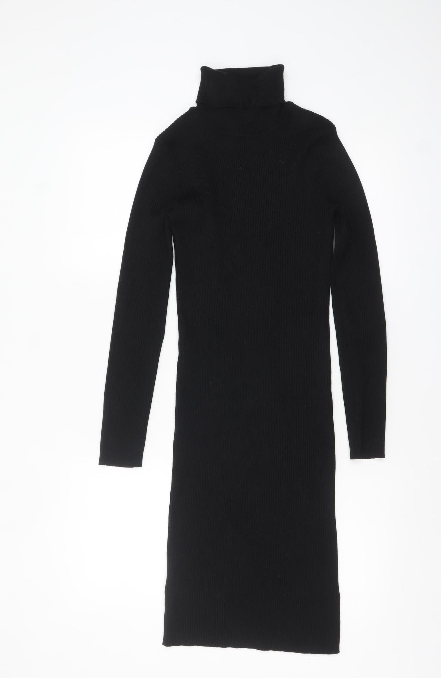 South Womens Black Knit Roll Neck Bodycon Midi Dress UK 10