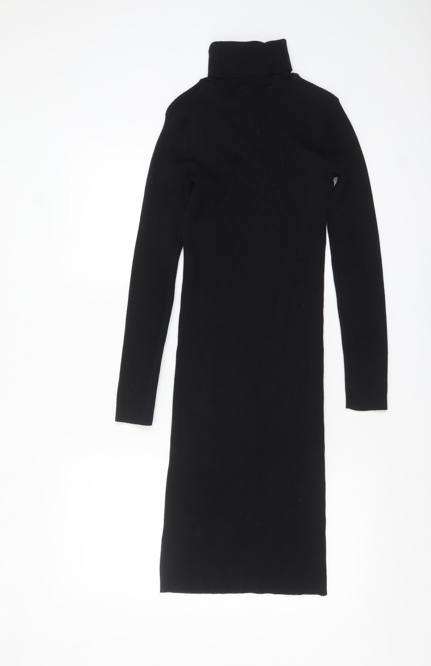 South Womens Black Knit Roll Neck Bodycon Midi Dress UK 10