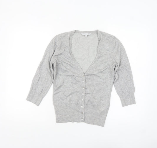 Red Herring Women's Grey V-Neck Button Cardigan Size 10