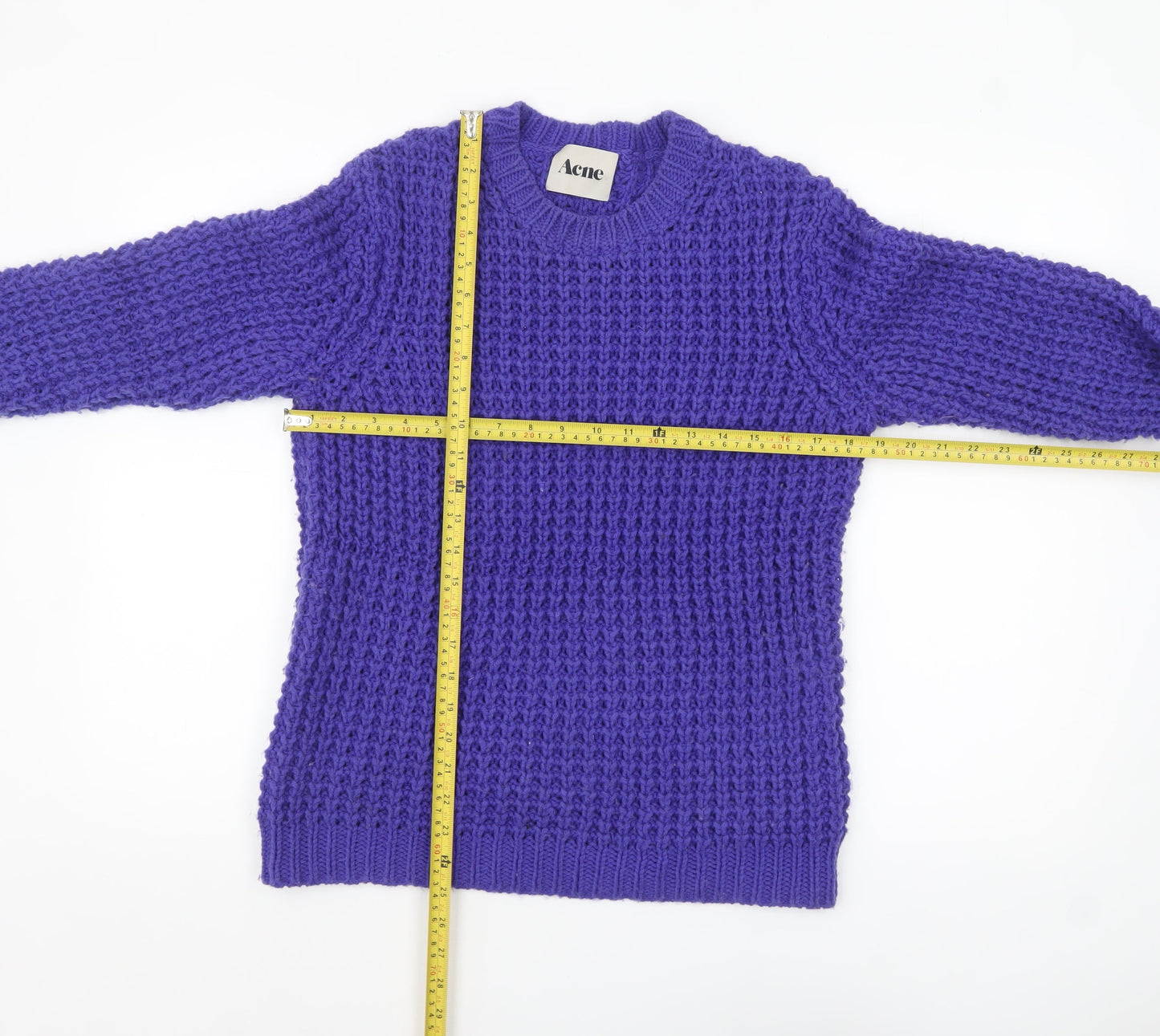 Acne Men’s Purple Chunky-Knit Wool Blend Jumper Size L