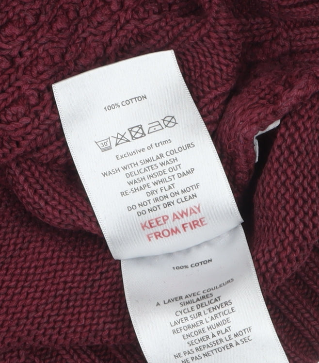 TOG24 Men’s Red Cotton Cable-Knit Crew Neck Jumper XL