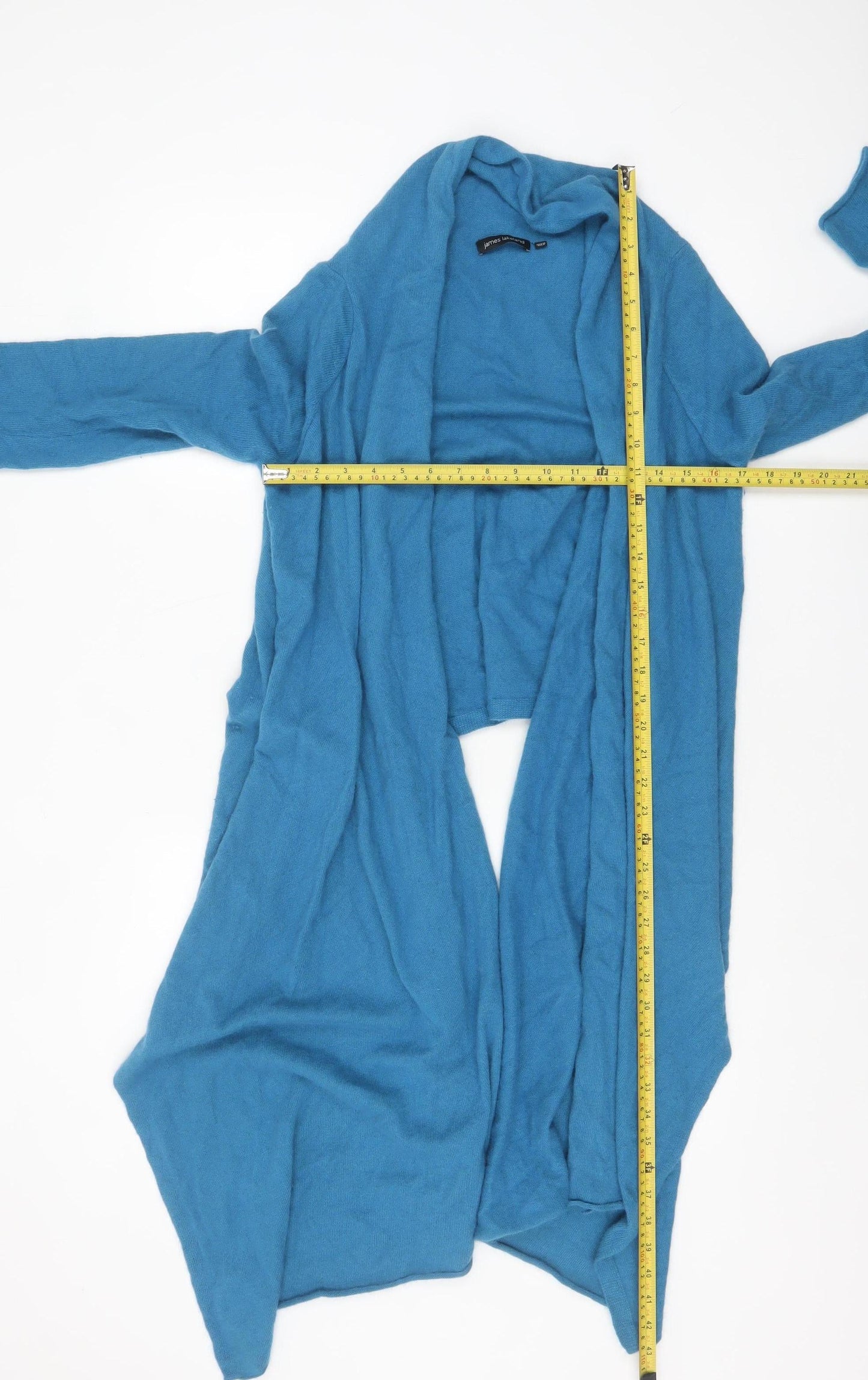 James Lakeland Women's Blue Open Knit Long Sleeve Cardigan Size 12