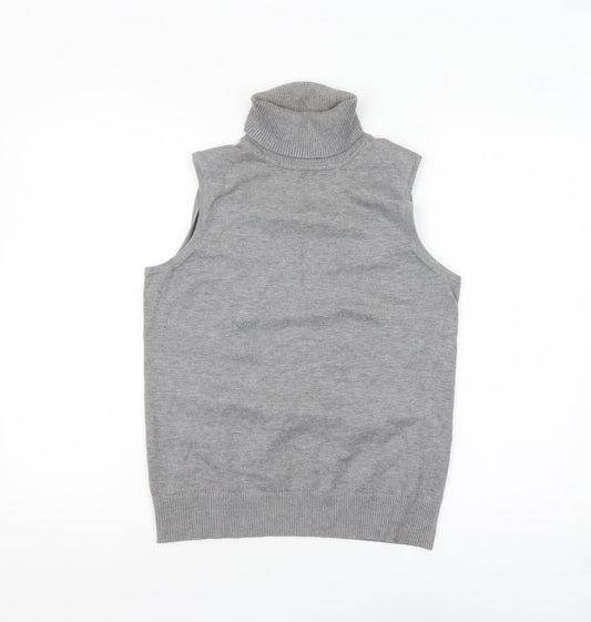 Cable & Gauge Women's Grey Sleeveless Roll Neck Knit Top Size S