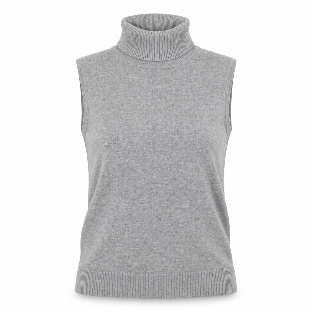 Cable & Gauge Women's Grey Sleeveless Roll Neck Knit Top Size S