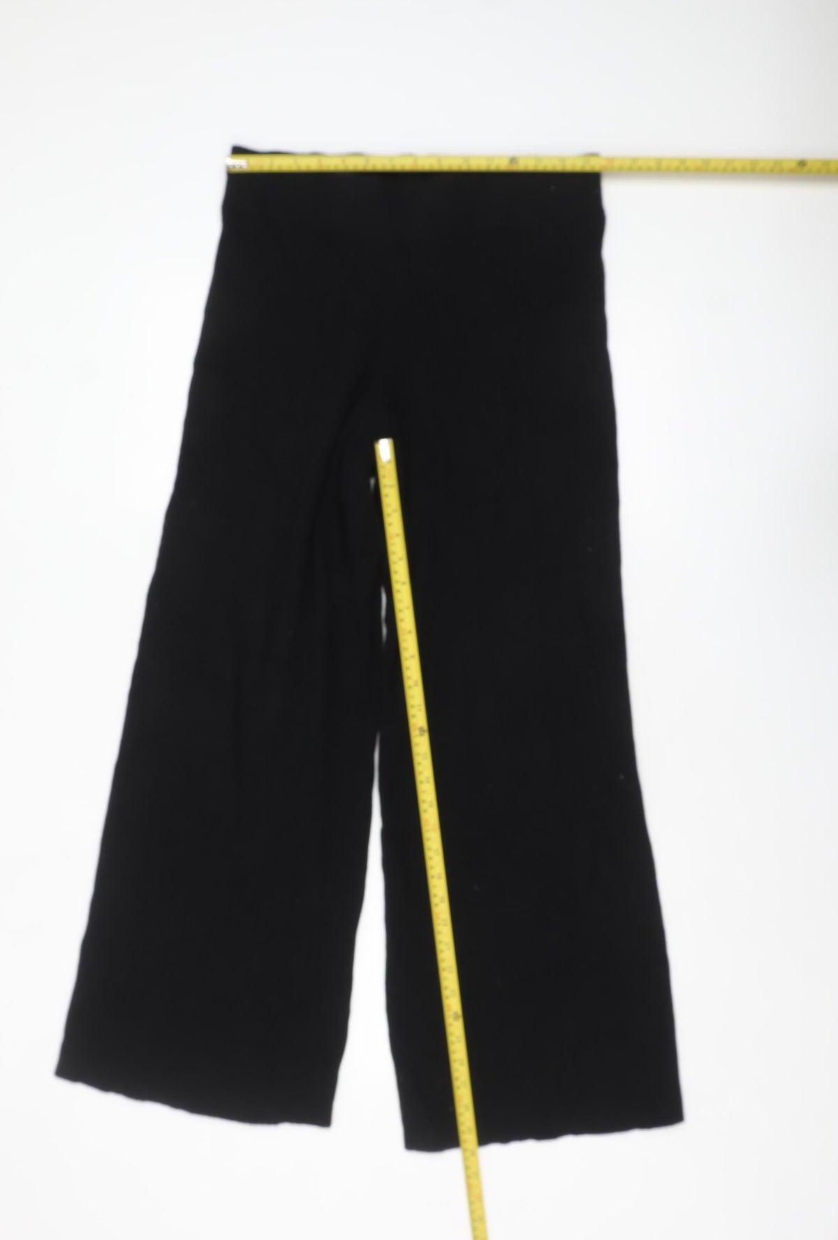 Patternity + John Lewis Women's Black Wide-Leg Ribbed Knit Trousers Size M