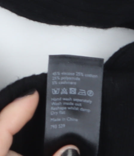 Patternity + John Lewis Women's Black Wide-Leg Ribbed Knit Trousers Size M