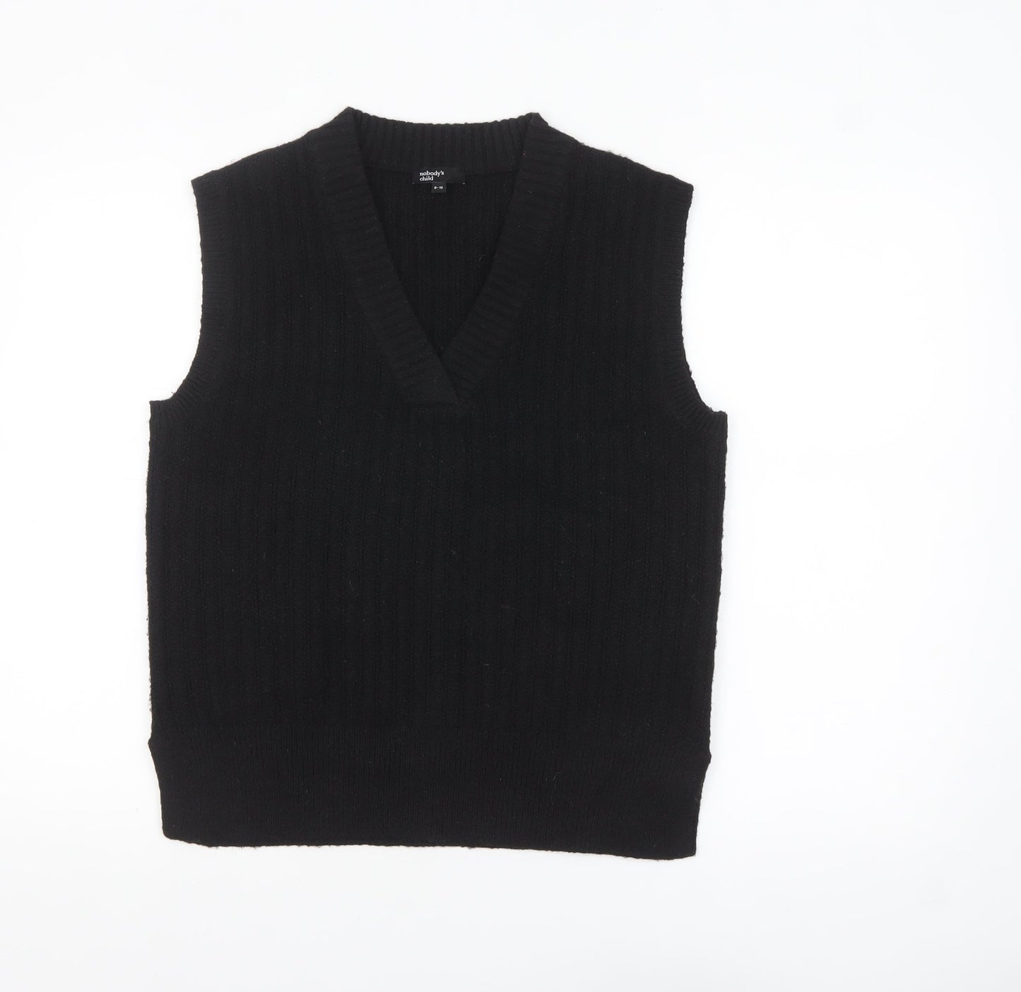 Nobody's Child Women's Black V-Neck Sleeveless Knit Vest Jumper Size 8-10