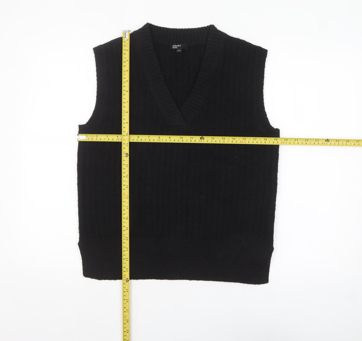Nobody's Child Women's Black V-Neck Sleeveless Knit Vest Jumper Size 8-10