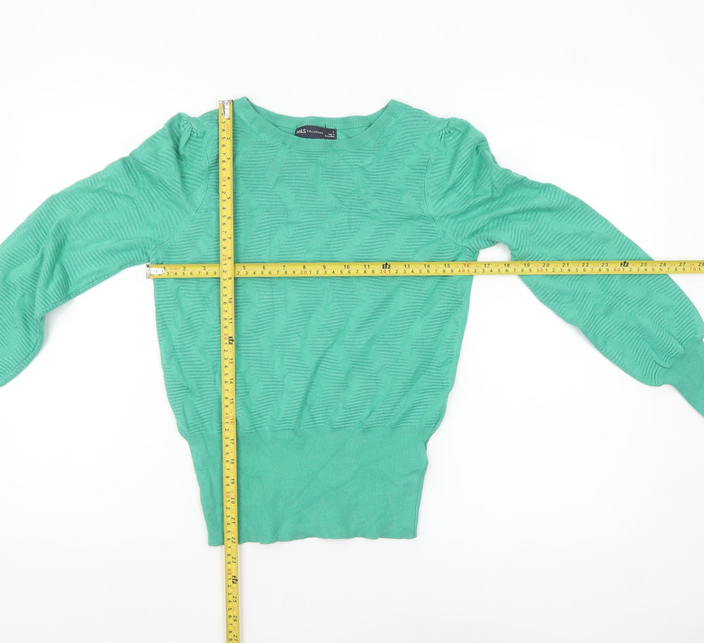 Marks and Spencer Women's Green Knit Jumper Size S Crew Neck