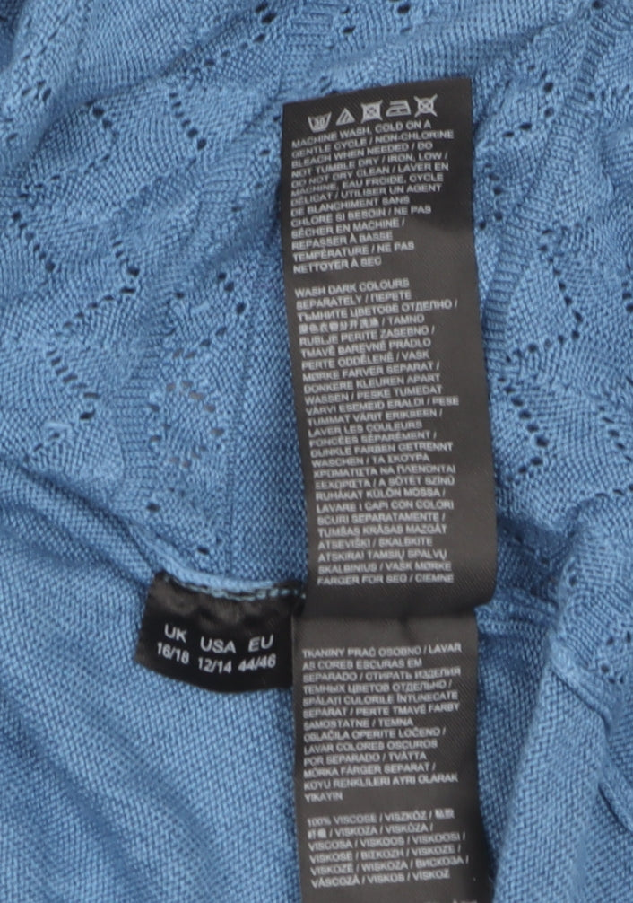 Julipa Women Blue 16/18 Open Knit Viscose Cardigan Wrap