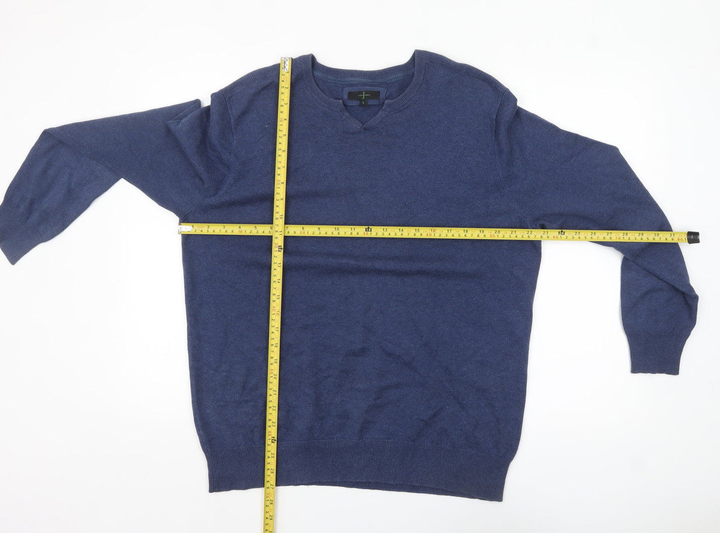 Jasper Conran Men’s Blue Cotton V-Neck Jumper Size L