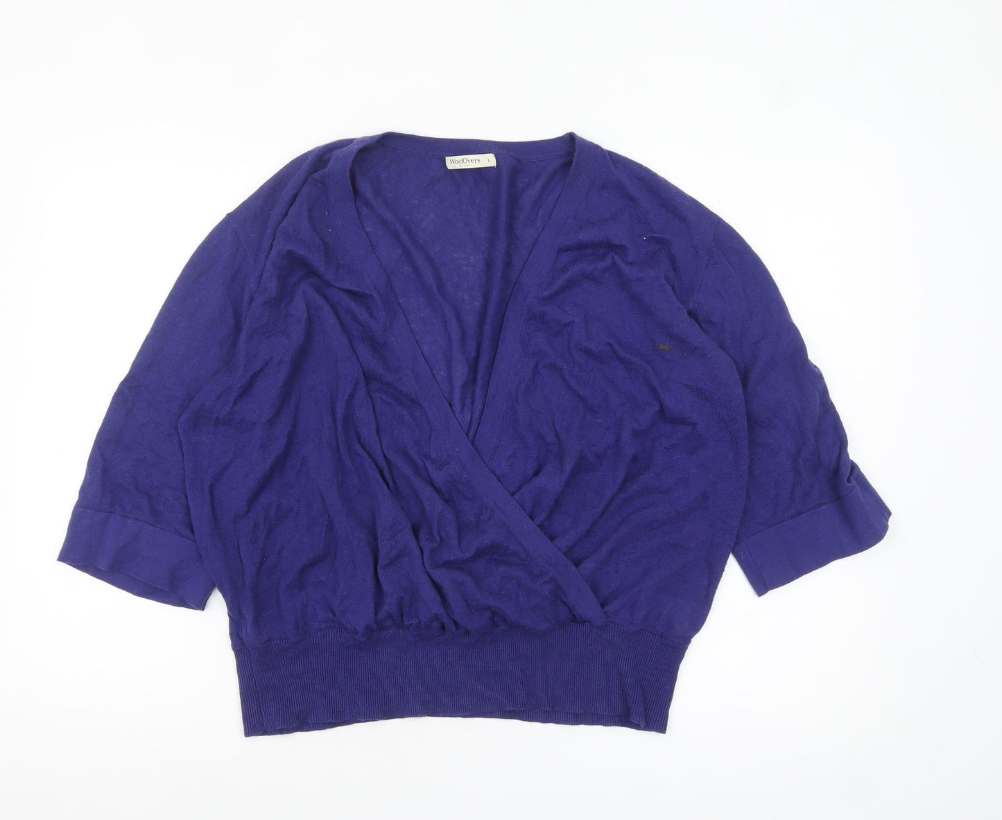 WoolOvers Women's Purple Linen Cotton Wrap Jumper Size L