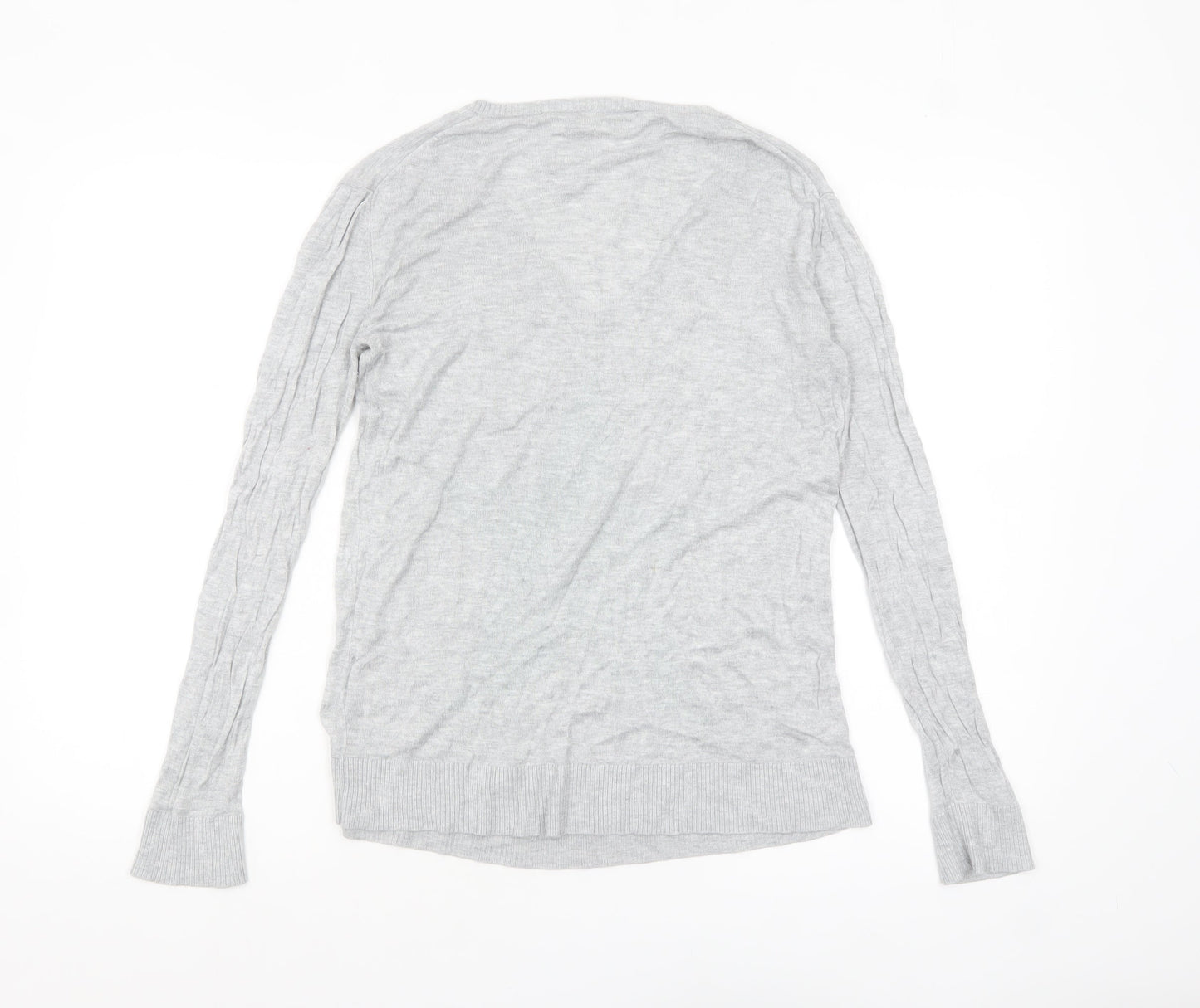 Hush Women’s Grey V-Neck Star Jumper Bamboo Knit Size S