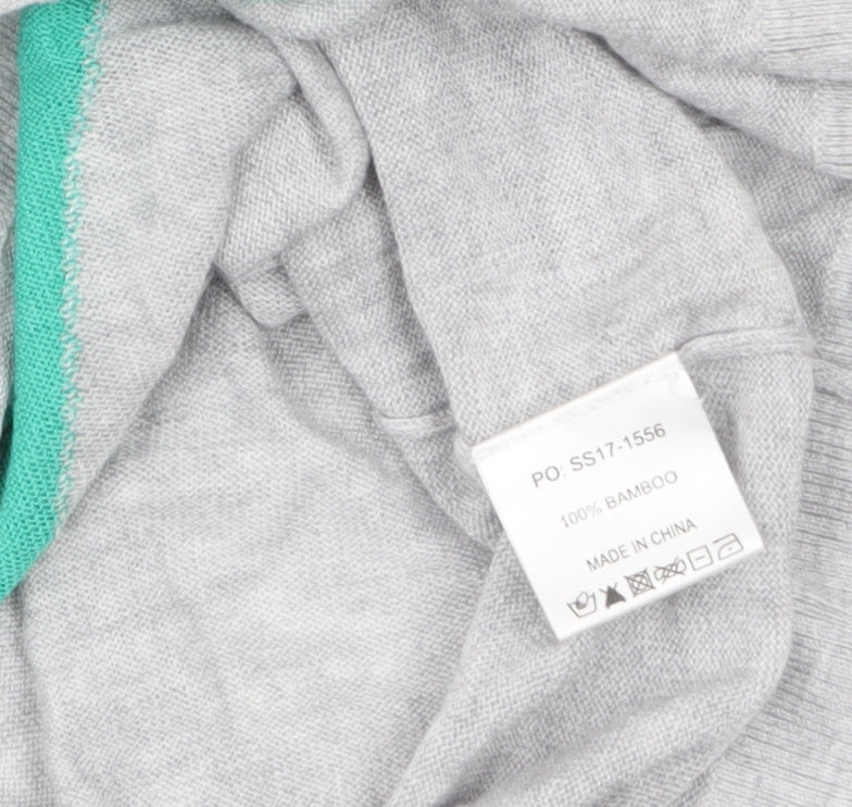 Hush Women’s Grey V-Neck Star Jumper Bamboo Knit Size S