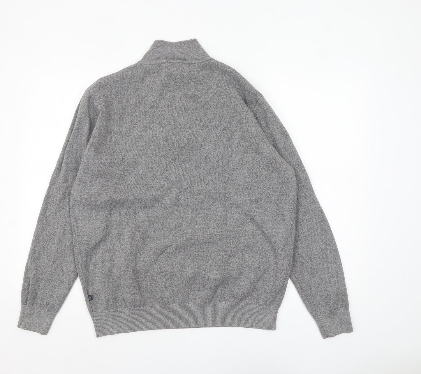 Lincoln Men's Grey Cotton 1/2 Zip High Neck Jumper Size L