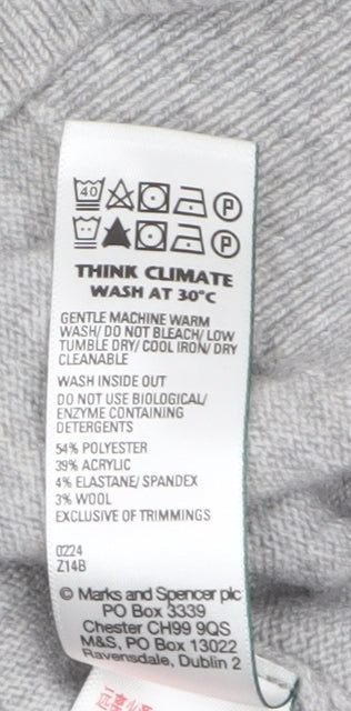 Marks and Spencer Women's Grey Roll Neck Knit Jumper XS