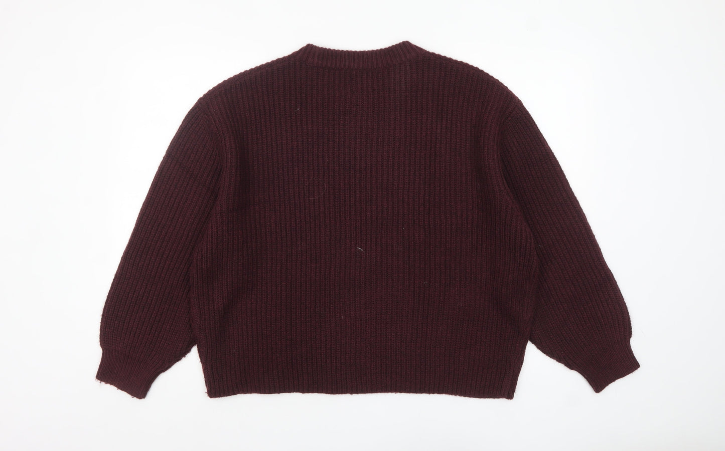 ASOS Design Women's Burgundy Acrylic Polyester Chunky Knit Jumper Size M 12-14