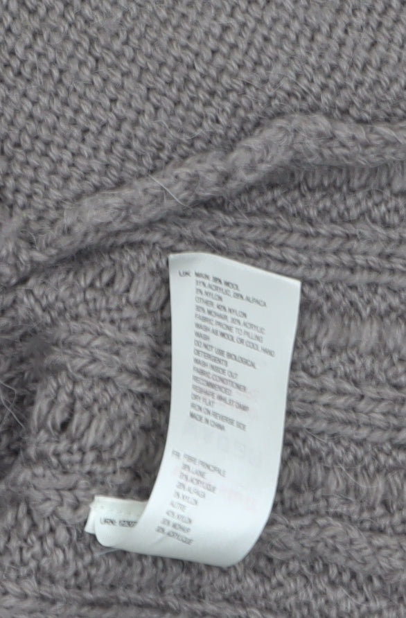 White Stuff Women’s Grey Wool Blend Short Sleeve Chunky Knit Cardigan Size 16