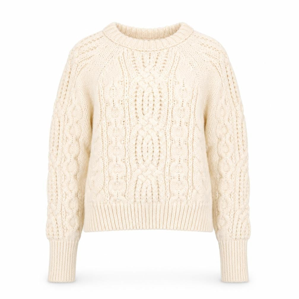 Zara Women Ivory Cable-Knit Wool Blend Pullover Jumper M