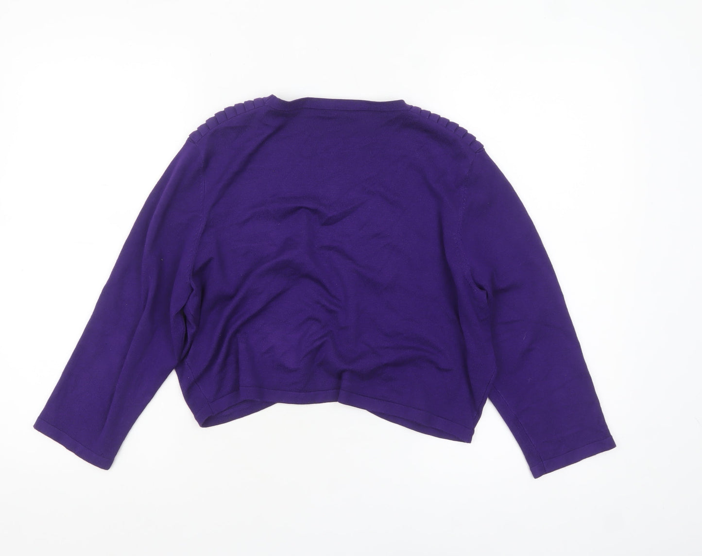 Precis Petite Women's Purple 3/4 Sleeve Open Knit Cardigan L