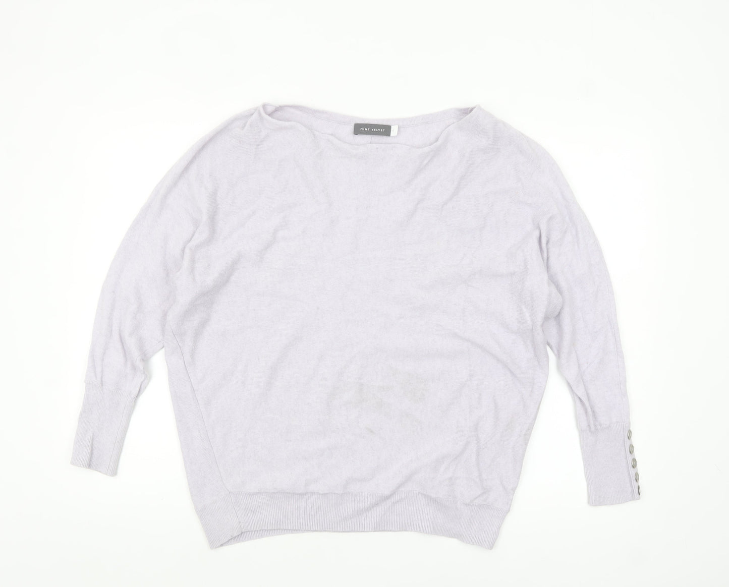 Mint Velvet Womens Ivory Size 12 Relaxed Boat Neck Button Sleeve Jumper